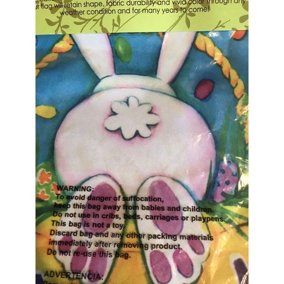 Happy Easter Garden Flag Bunny Rabbit Easter Basket Spring Eggs 12.5 x 18" - Picture 7 of 8
